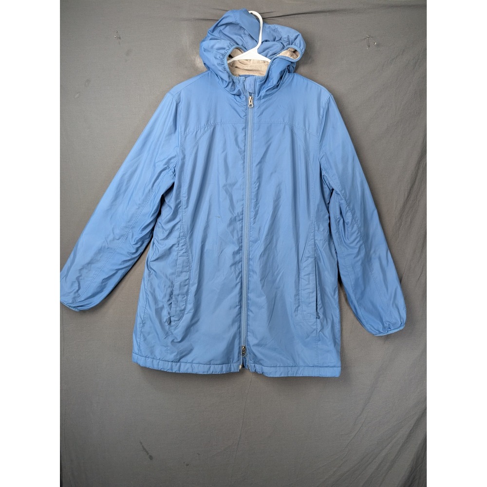 LL Bean Womens Mountain Classic Fleece Lined Anorak Jacket Blue M 280551